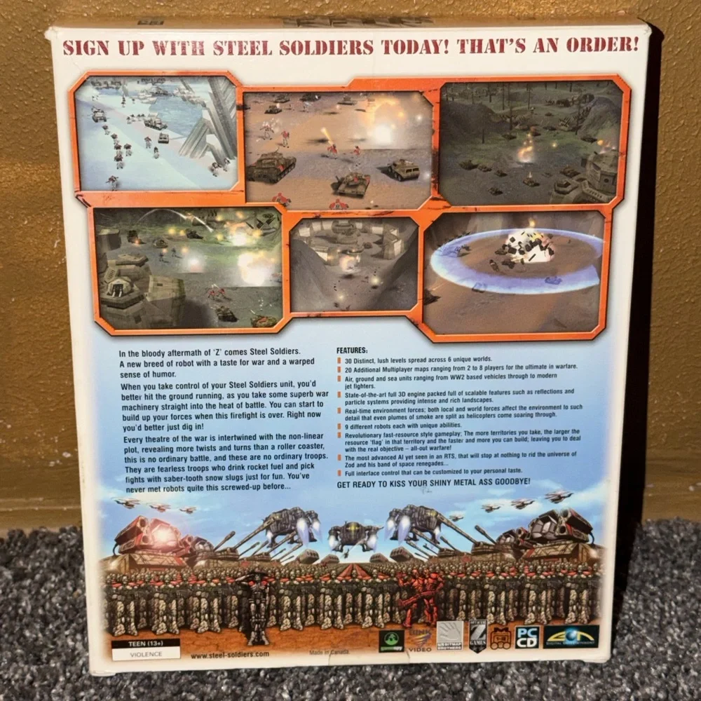Steel Soldiers PC Video Game Rated T For Teen Vintage Classic Used Pre Owned ESR